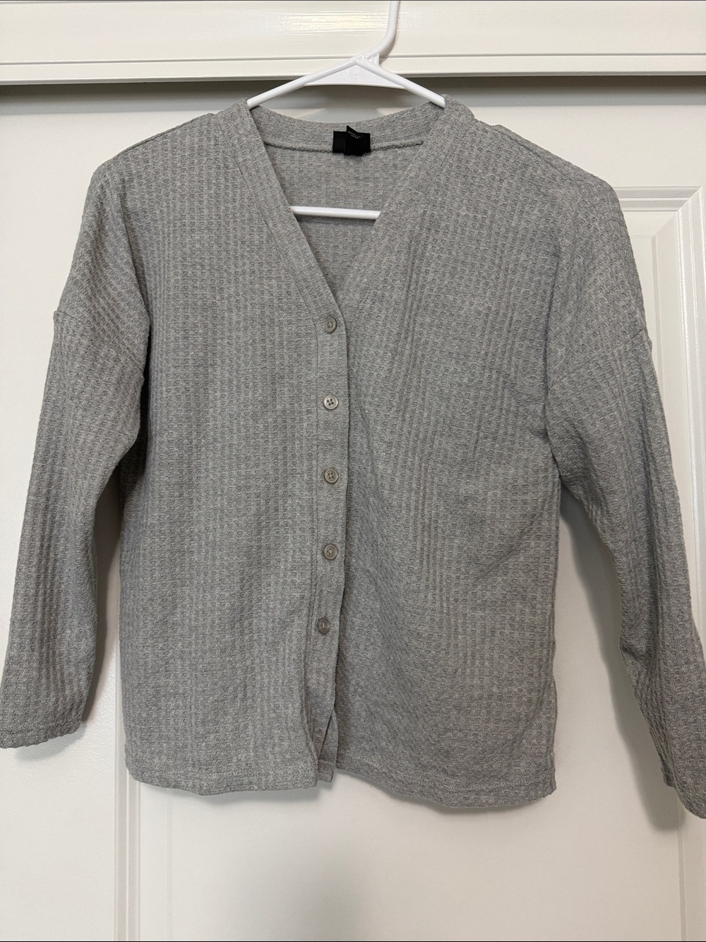 art class Light Gray Waffle Knit Button Cardigan